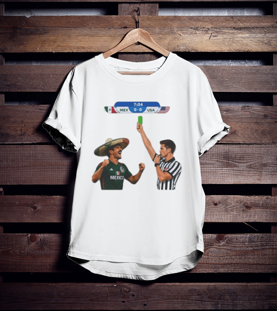 Mexico USA Soccer Rivalry Green Card Referee Moment T-Shirt