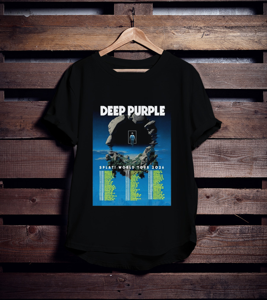 Deep Purple Splat World Tour 2026 Schedule And Dates Raleigh To Mexico City T-Shirt