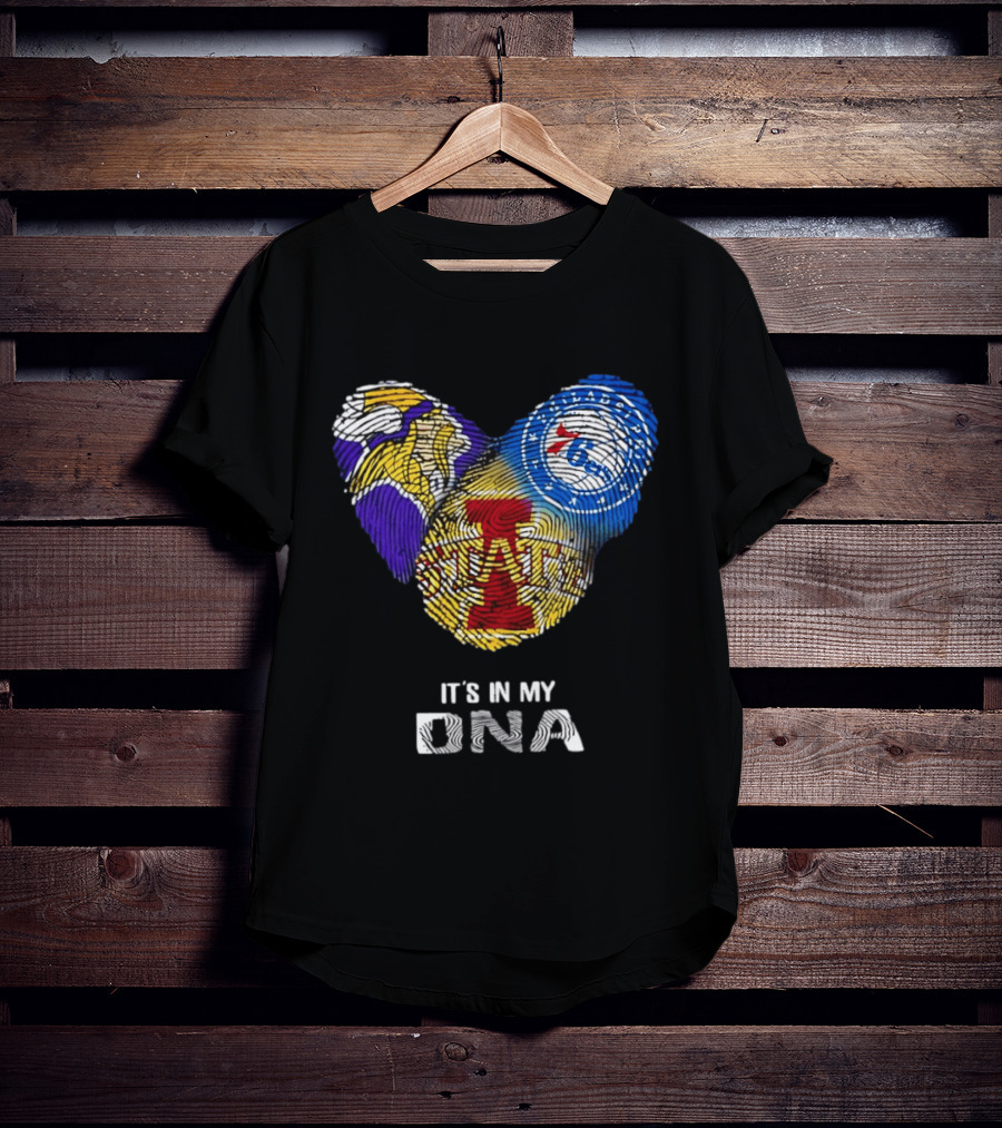 Iowa State Cyclones Minnesota Vikings Philadelphia 76ers It's In My DNA T-Shirt