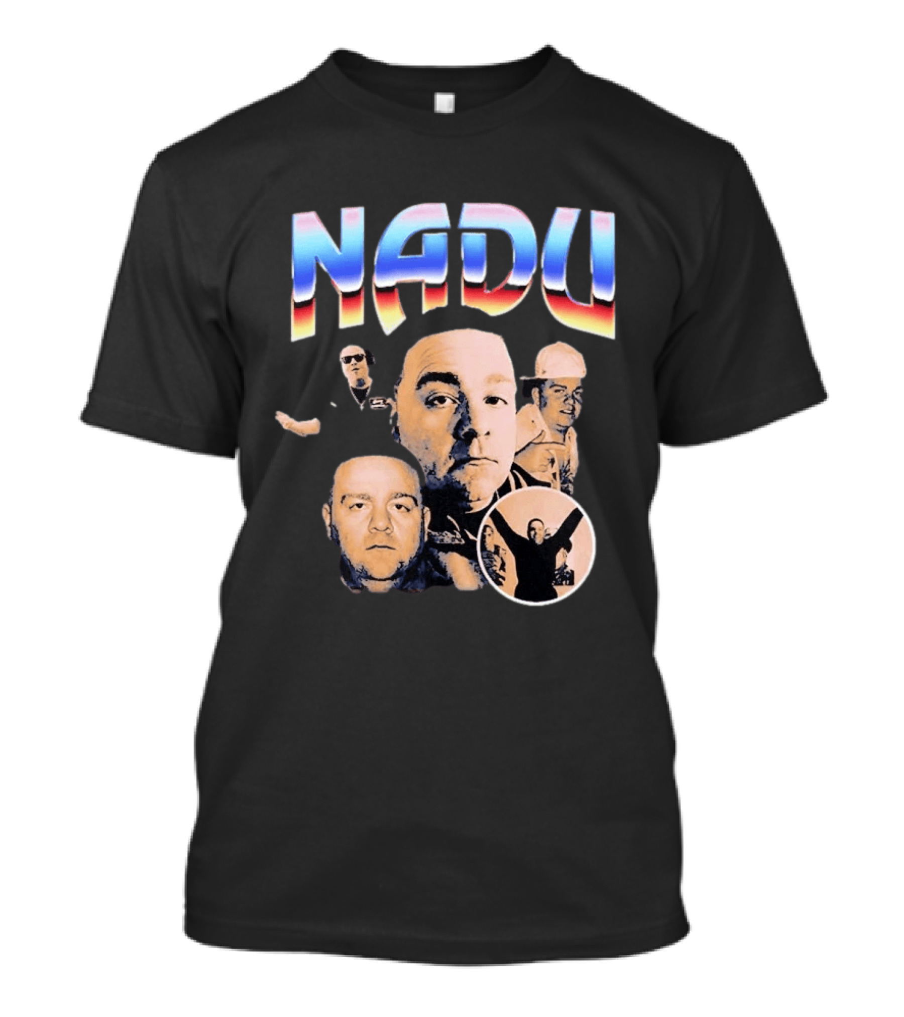 Nadu Multicolor Bold Text And Multiple Faces T-Shirt
