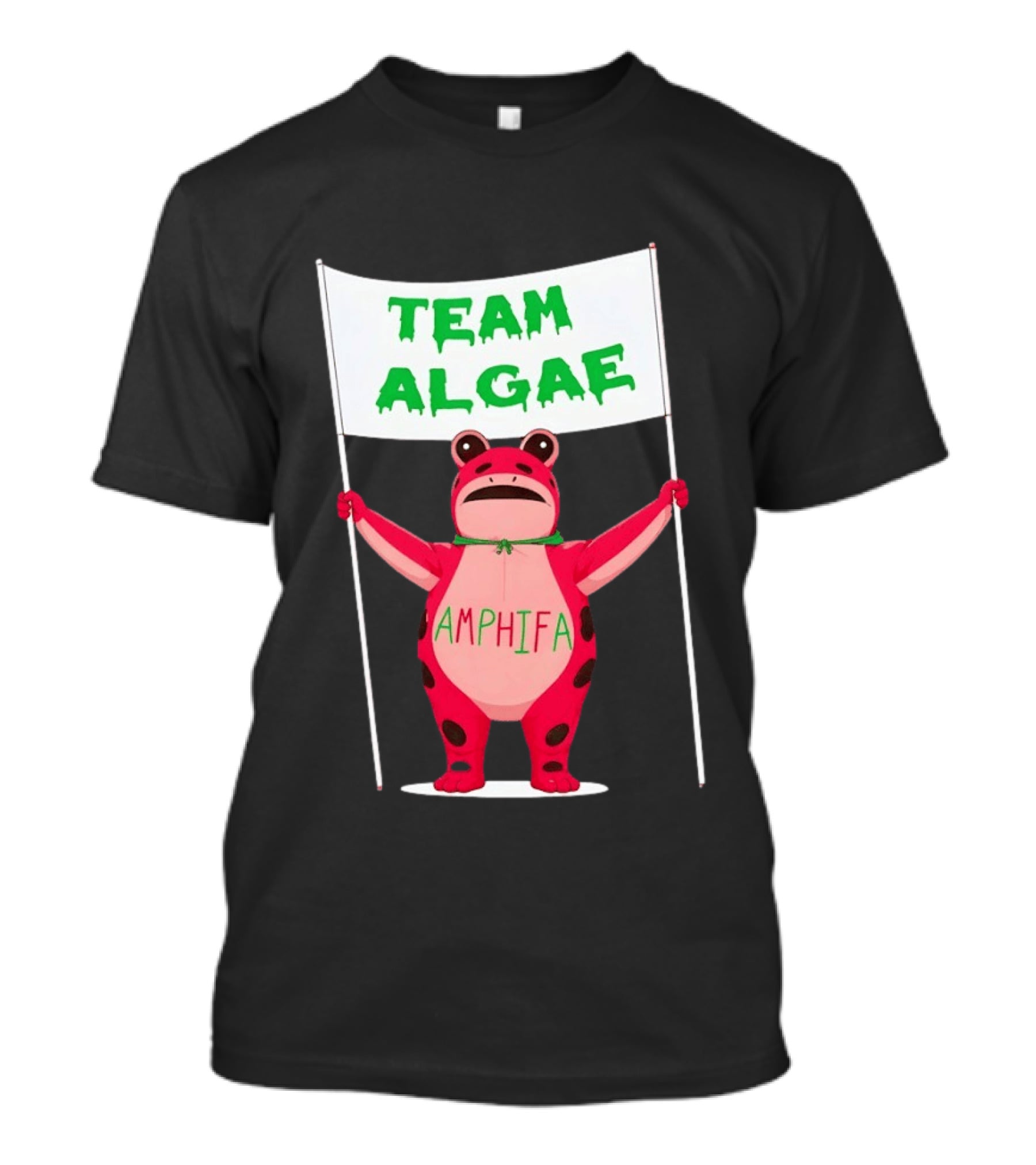 Team Algae Amphifa Frog Holding Banner T-Shirt