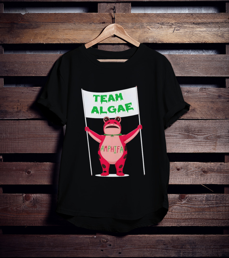 Team Algae Amphifa Frog Holding Banner T-Shirt