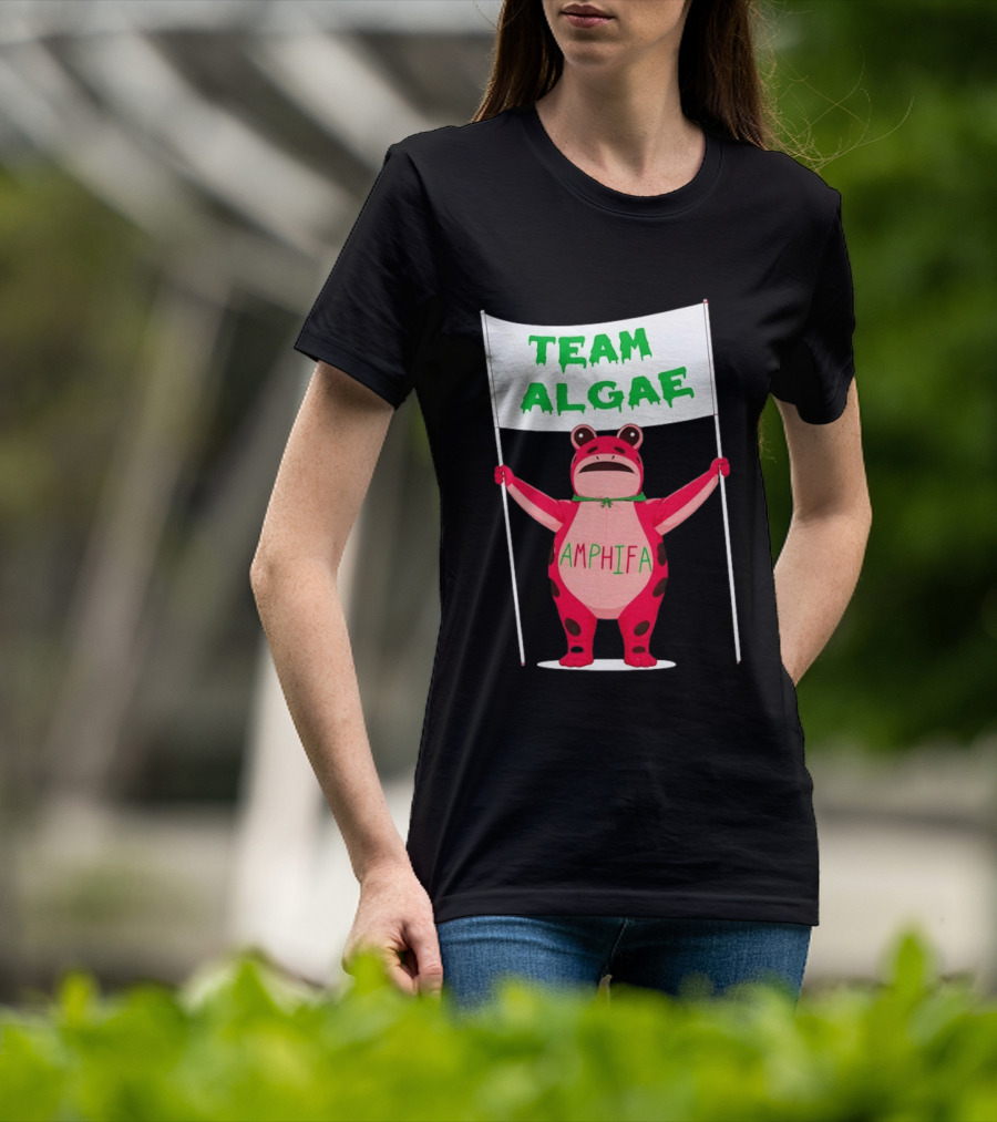 Team Algae Amphifa Frog Holding Banner T-Shirt