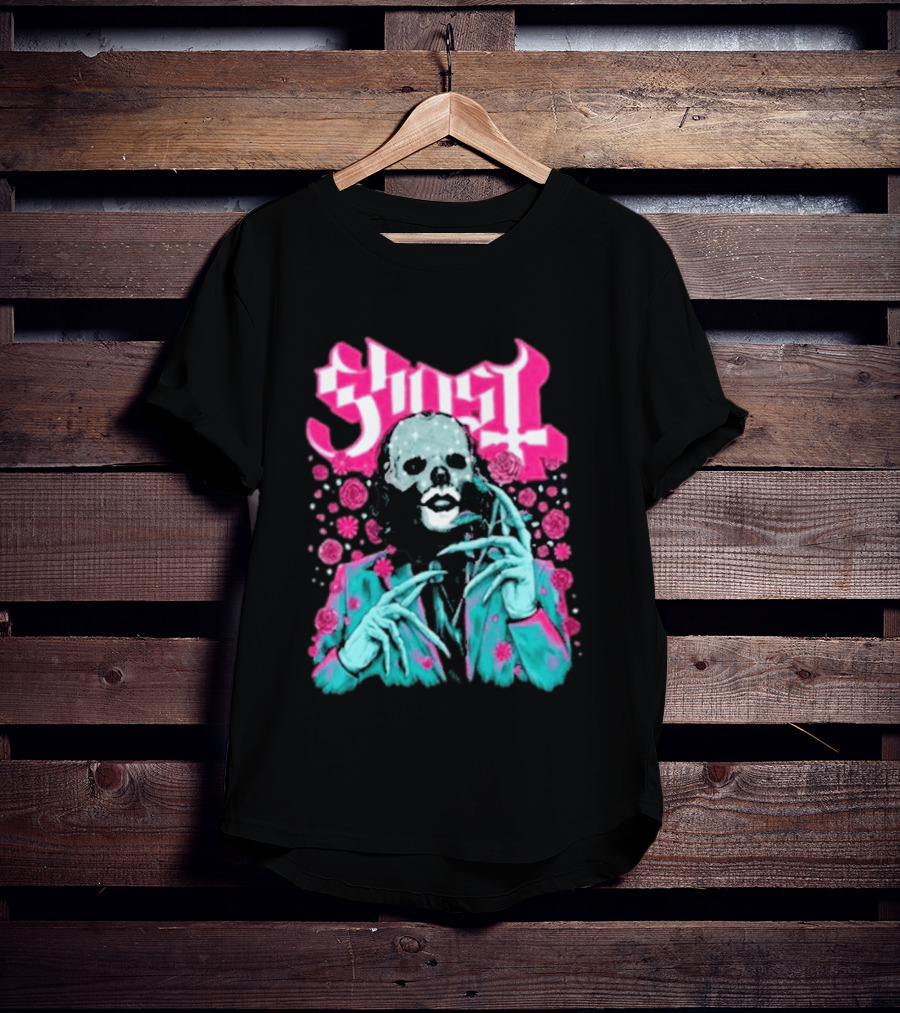 Ghost Band Summer 2026 Exclusive Floral Lachryma Pink Roses Skull T-Shirt