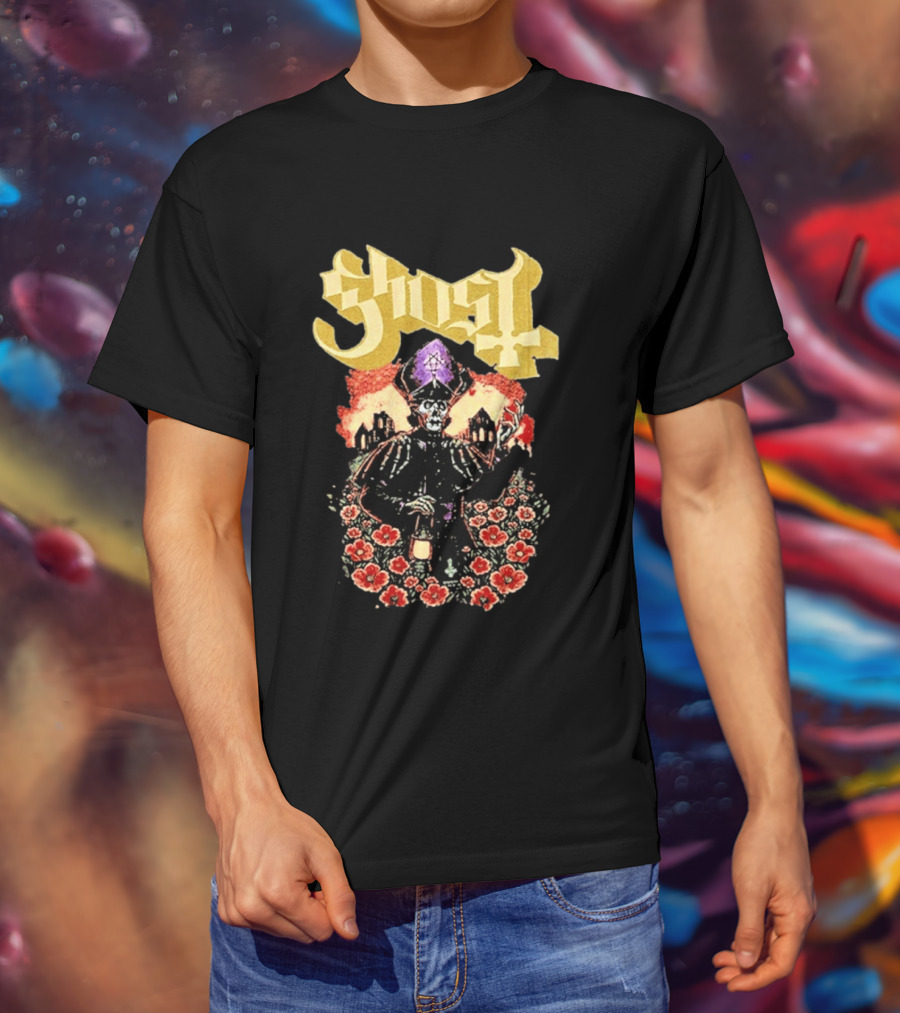 Ghost Band Summer 2026 Exclusive Peace Field Skeleton Priest And Floral T-Shirt