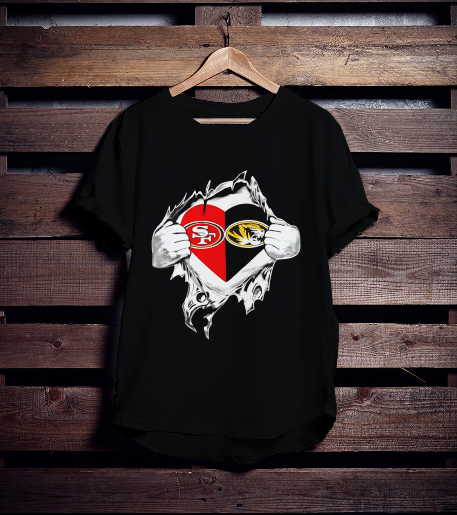 Missouri Tigers San Francisco 49ers Heart Logo Fan Passion T-Shirt