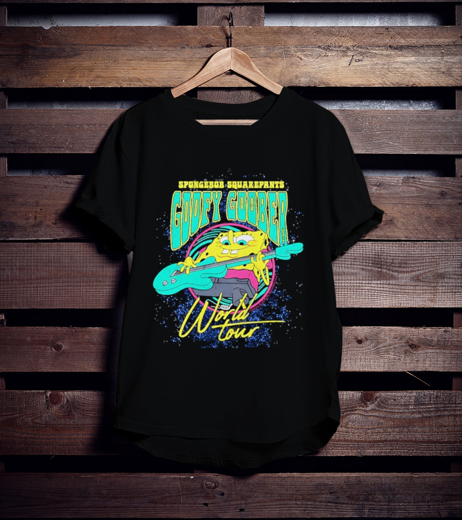 Sponge SquarePants Goofy Goober World Tour Rocking Out With Guitar T-Shirt