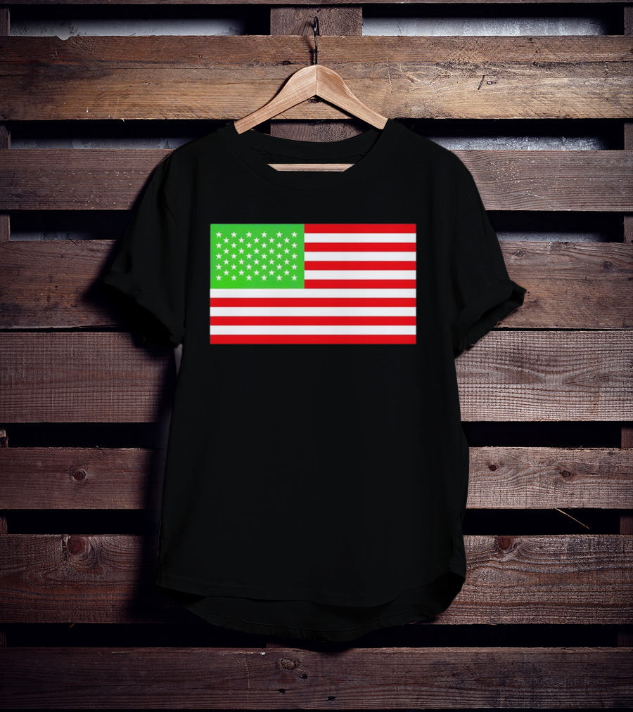 Team Algae Reflecting Pond Green Stars United States National Flag USA 4th Of July T-Shirt