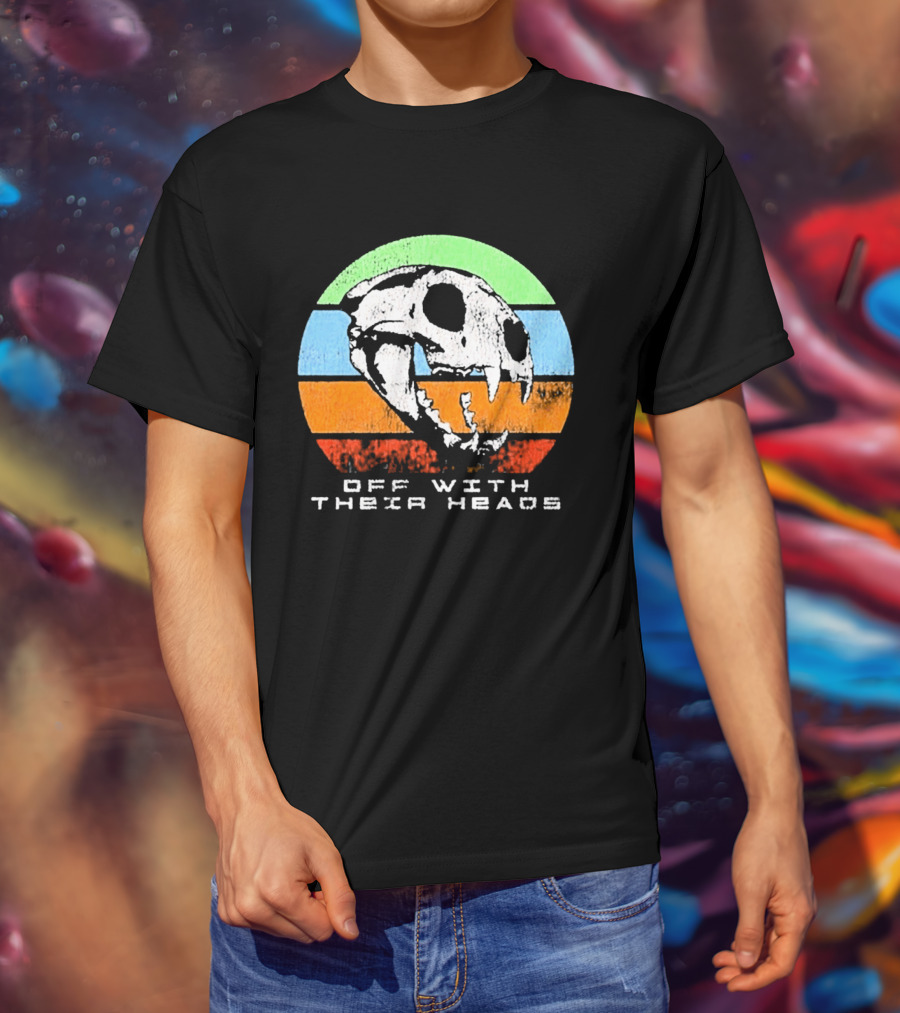 Off With Their Heads Skull Rainbow Stripes T-Shirt