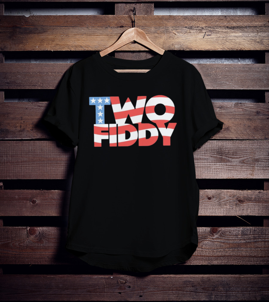 Two Fiddy American Flag Red White Blue Stars Stripes T-Shirt