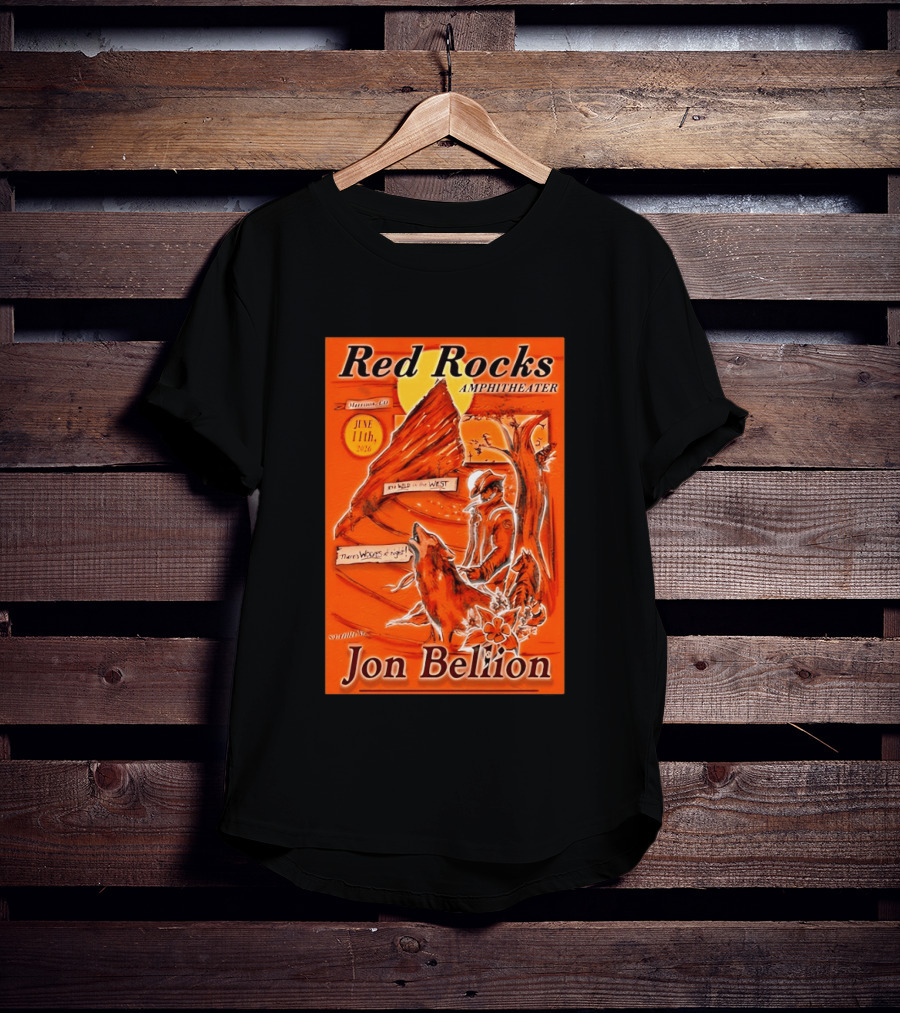 Red Rocks Amphitheater Jon Bellion Concert June 11th 2026 Cowboy And Wolf In Wild West Morrison Colorado T-Shirt