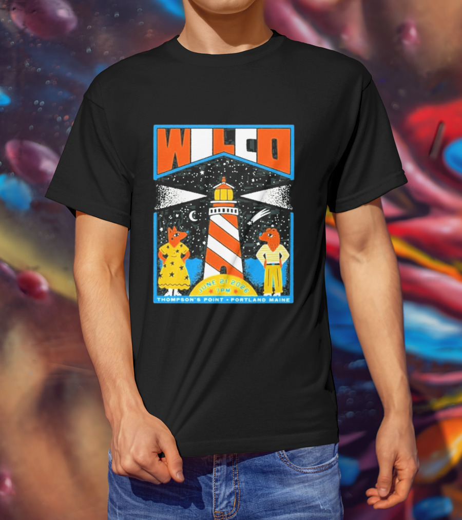 Wilco June 21 2026 Thompson's Point Portland Maine Lighthouse Concert Tour T-Shirt