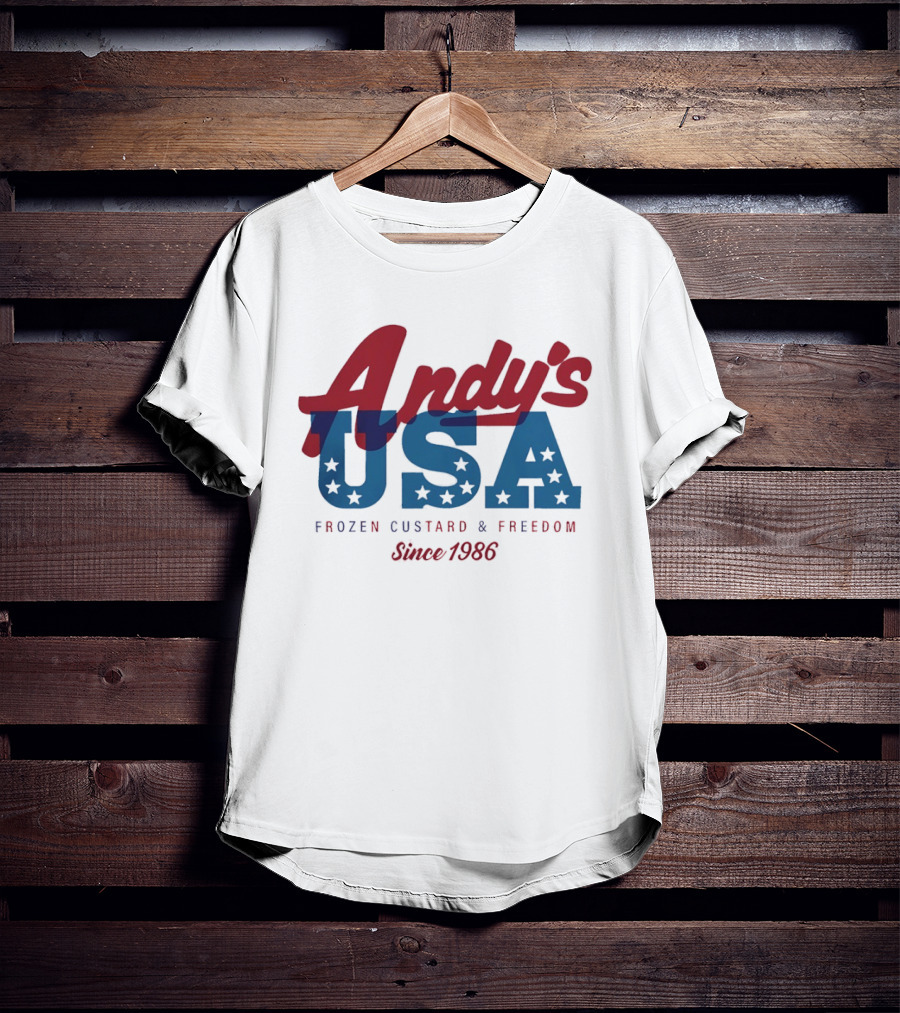 Andy's USA Frozen Custard And Freedom Patriotic Stars Since 1986 T-Shirt