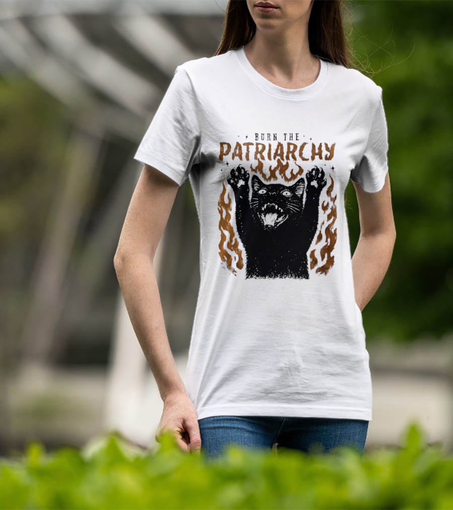 Burn The Patriarchy Feminism Cat Empowerment T-Shirt