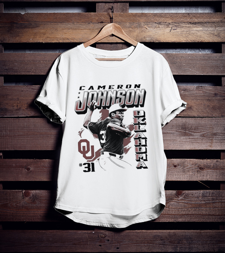 Cameron Johnson 31 Oklahoma Sooners Pitcher OU Baseball T-Shirt