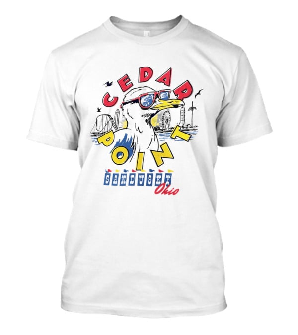 Cedar Point Seagull Sunglasses Sandusky Ohio Retro Amusement Park Vibes T-Shirt