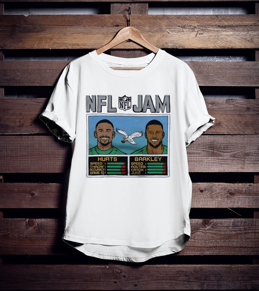 NFL Jam Jalen Hurts Saquon Barkley Philadelphia Eagles Video Game T-Shirt