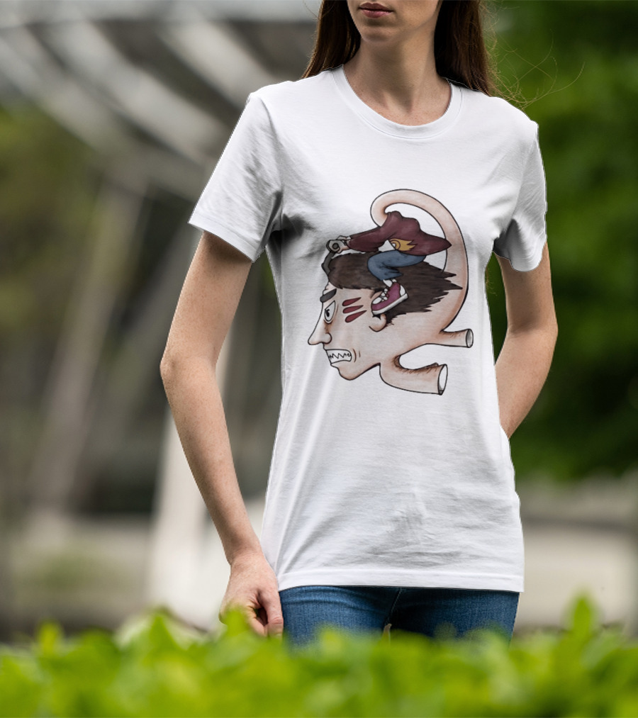 Man Riding His Own Head Retro Surreal Art Rider T-Shirt