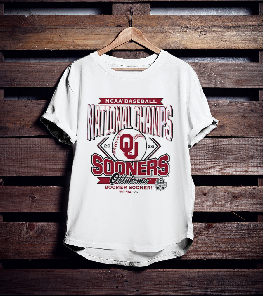 NCAA Baseball National Champs Oklahoma Sooners 2026 Boomer Sooner T-Shirt