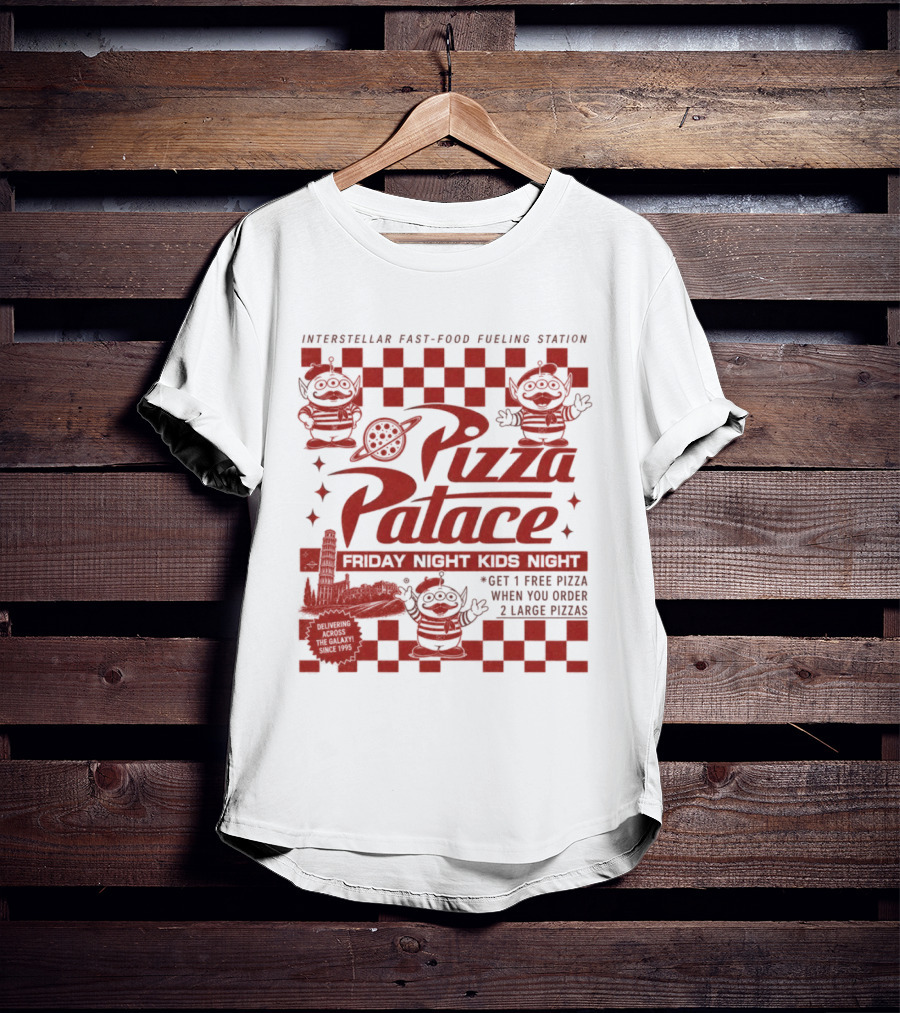 Pizza Palace Skeeball Fast Food Arcade Person Get 1 Free Pizza T-Shirt