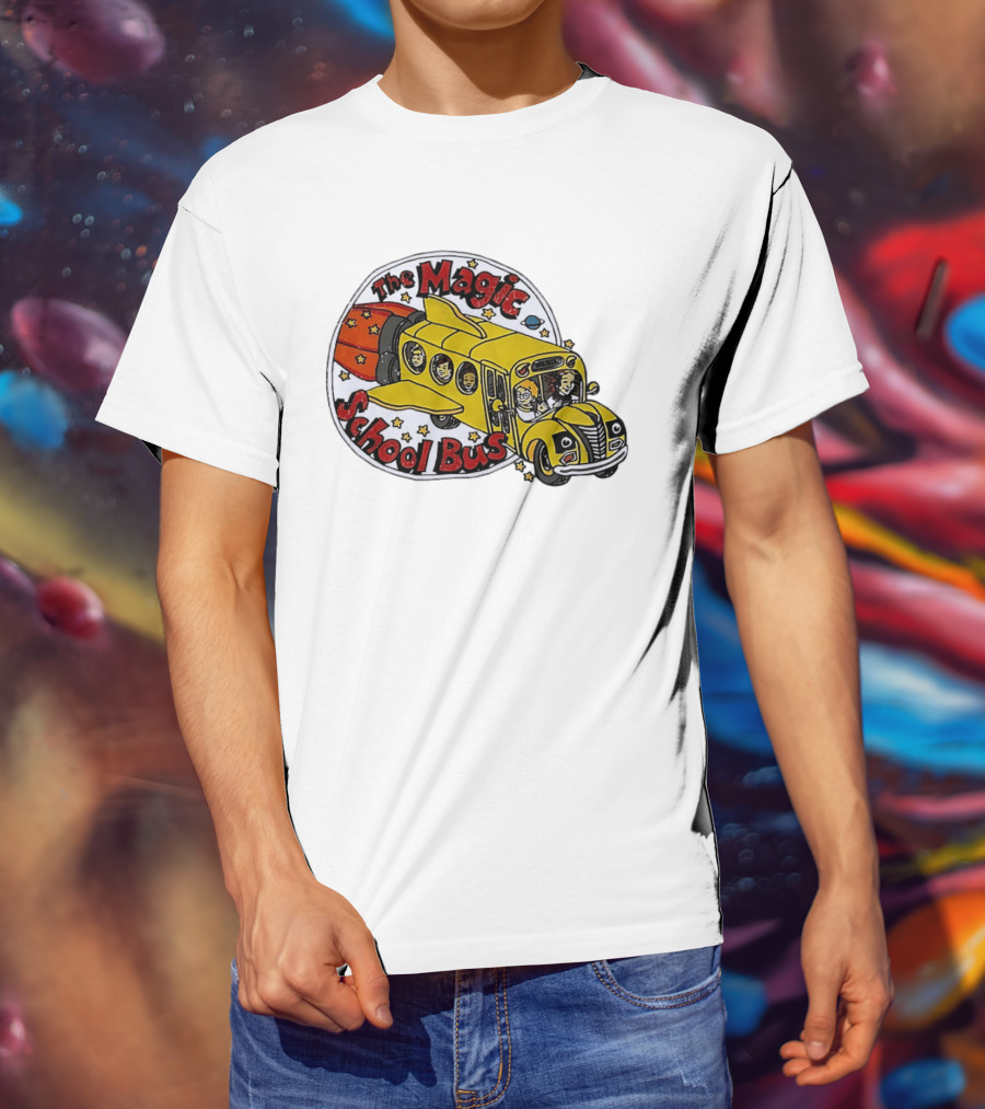 The Magic School Bus Ms Frizzle Arnold Class Characters Cartoon Rocket Bus T-Shirt