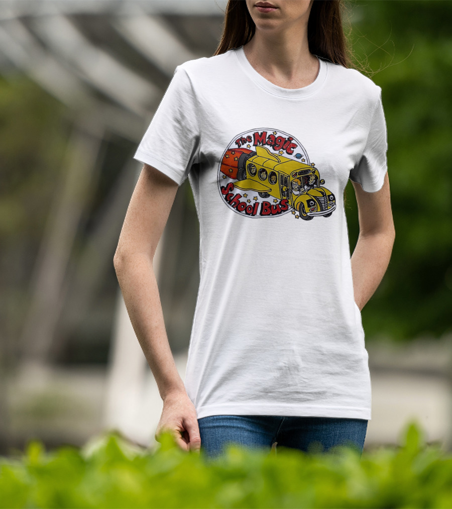 The Magic School Bus Ms Frizzle Arnold Class Characters Cartoon Rocket Bus T-Shirt
