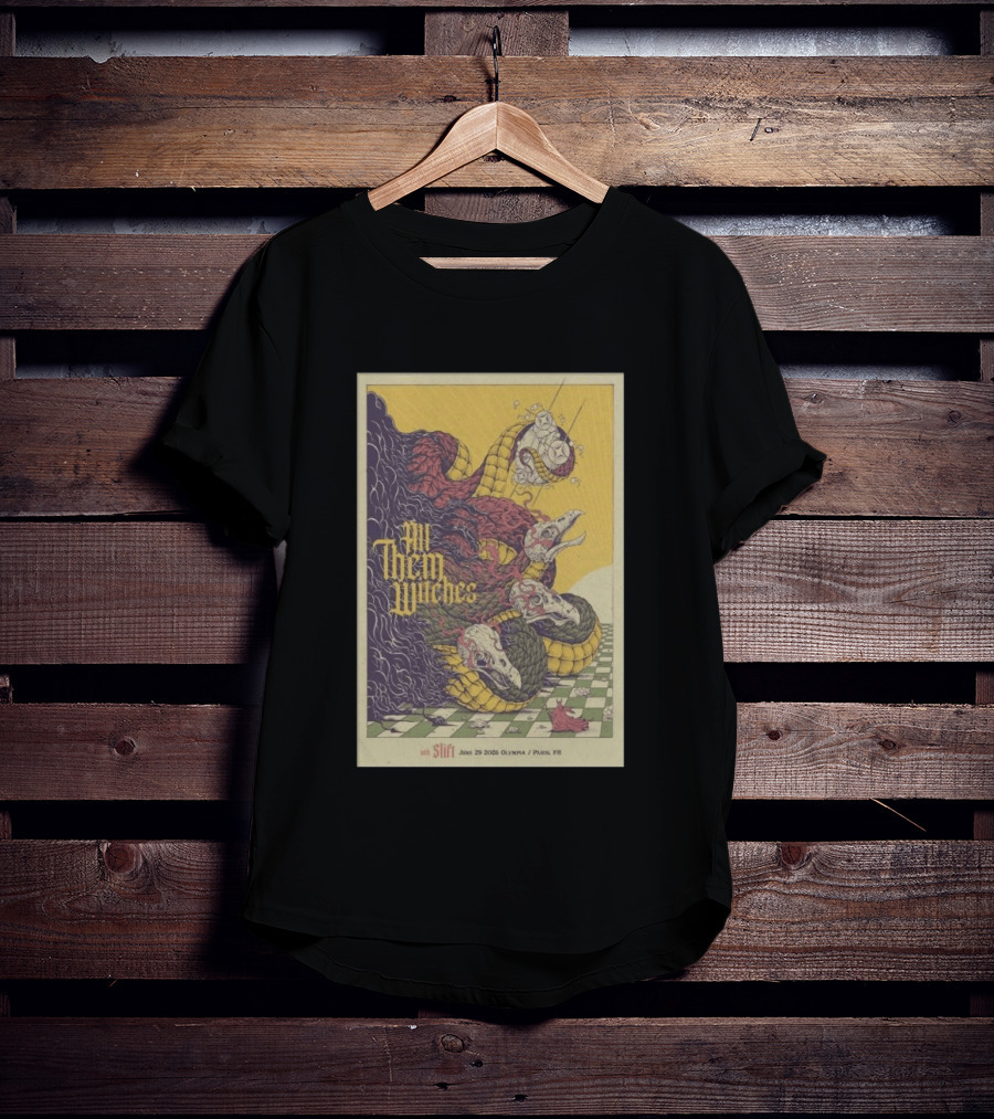 All Them Witches Slift June 29 2026 Olympia Paris FR Serpent Creature Checkerboard T-Shirt