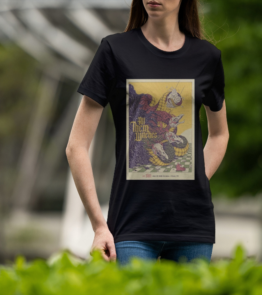 All Them Witches Slift June 29 2026 Olympia Paris FR Serpent Creature Checkerboard T-Shirt