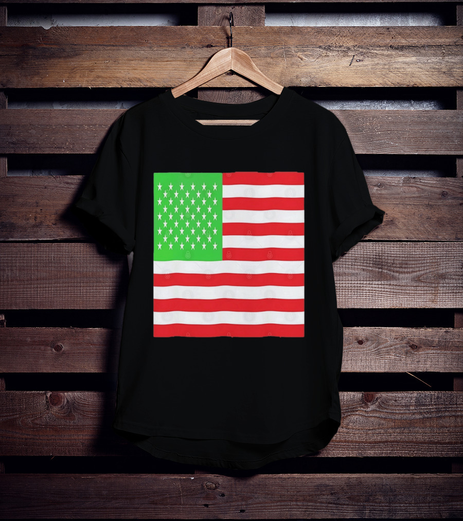 American Flag Green And Red Color Variant Stars And Stripes T-Shirt
