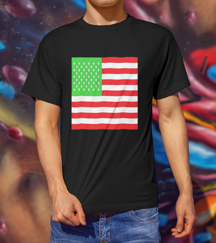 American Flag Green And Red Color Variant Stars And Stripes T-Shirt