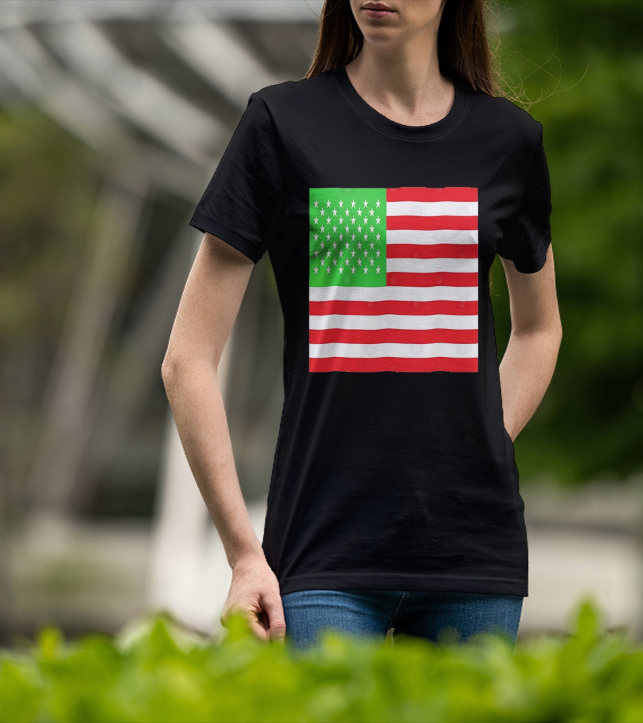 American Flag Green And Red Color Variant Stars And Stripes T-Shirt