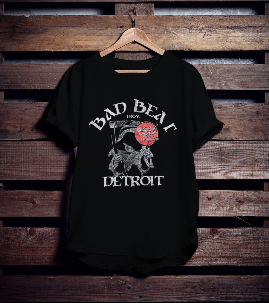 Bad Beat Detroit Grim Reaper Basketball Skeleton Holding Red Ball T-Shirt