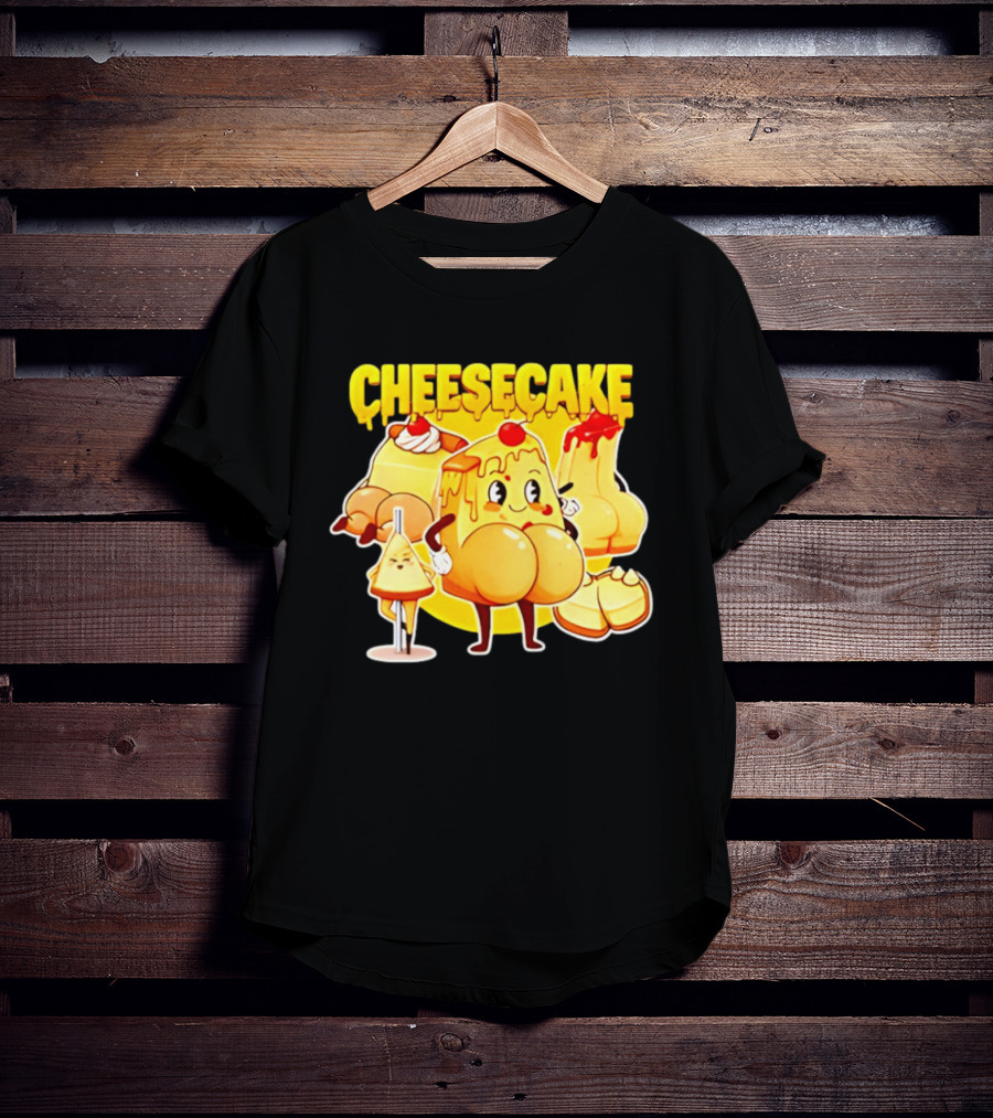 Cheesecake Delicious Cartoon Characters With Cherry And Whipped Cream T-Shirt