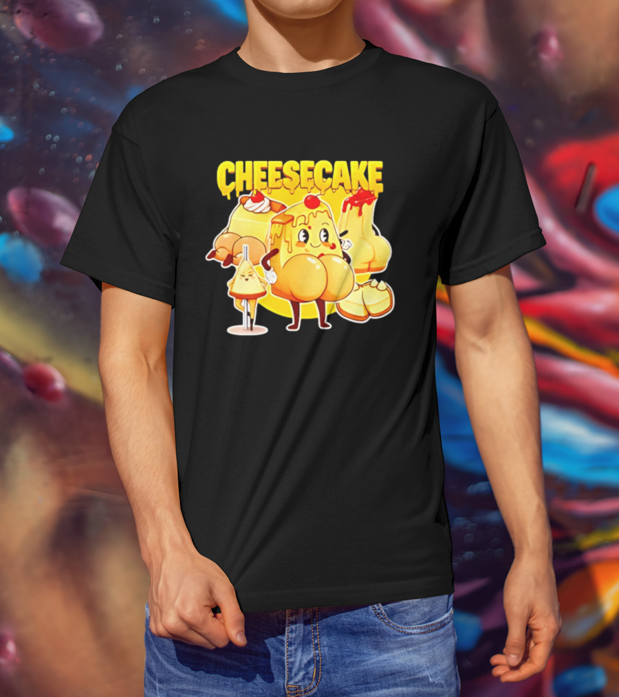 Cheesecake Delicious Cartoon Characters With Cherry And Whipped Cream T-Shirt