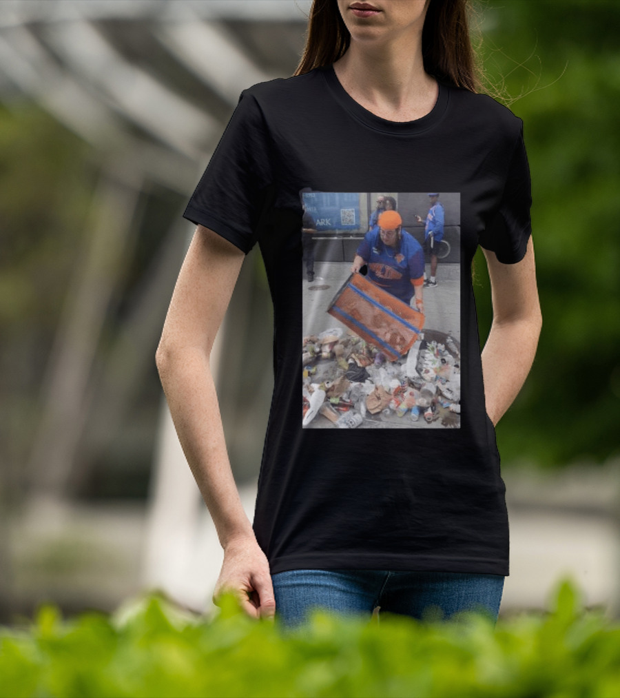 Knicks Dei Angie Trashcan Cleanup Team Fan Spirit Trash Pile T-Shirt