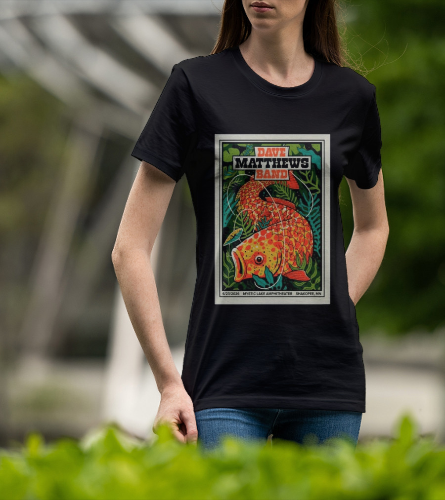 Dave Matthews Band Mystic Lake Amphitheater Shakopee MN June 23 2026 Fish And Leaf T-Shirt
