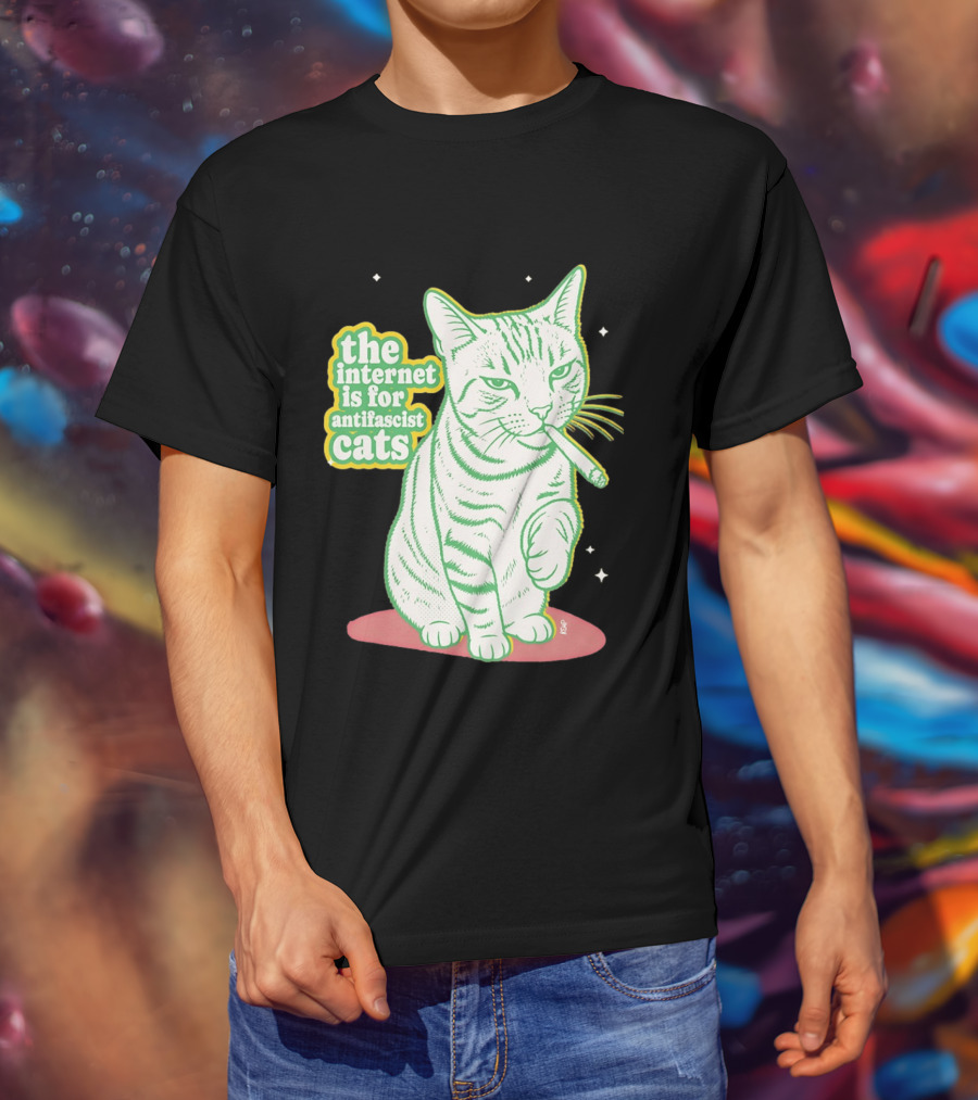 Antifascist Cats Internet Humor Smoky Cat Relaxation T-Shirt