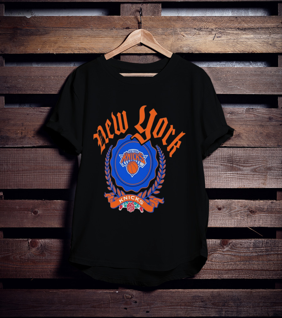New York Knicks Crest With Rose And Blue T-Shirt