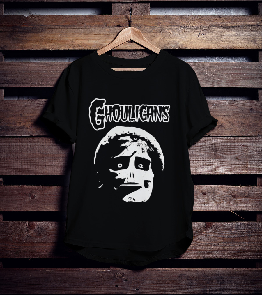 Ghouligans Classic Horror Punk Skull Face White T-Shirt