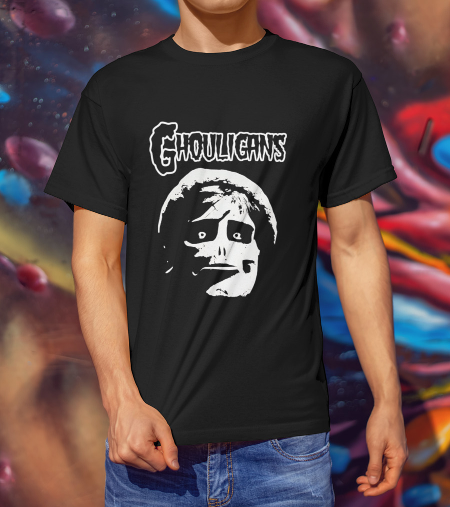 Ghouligans Classic Horror Punk Skull Face White T-Shirt