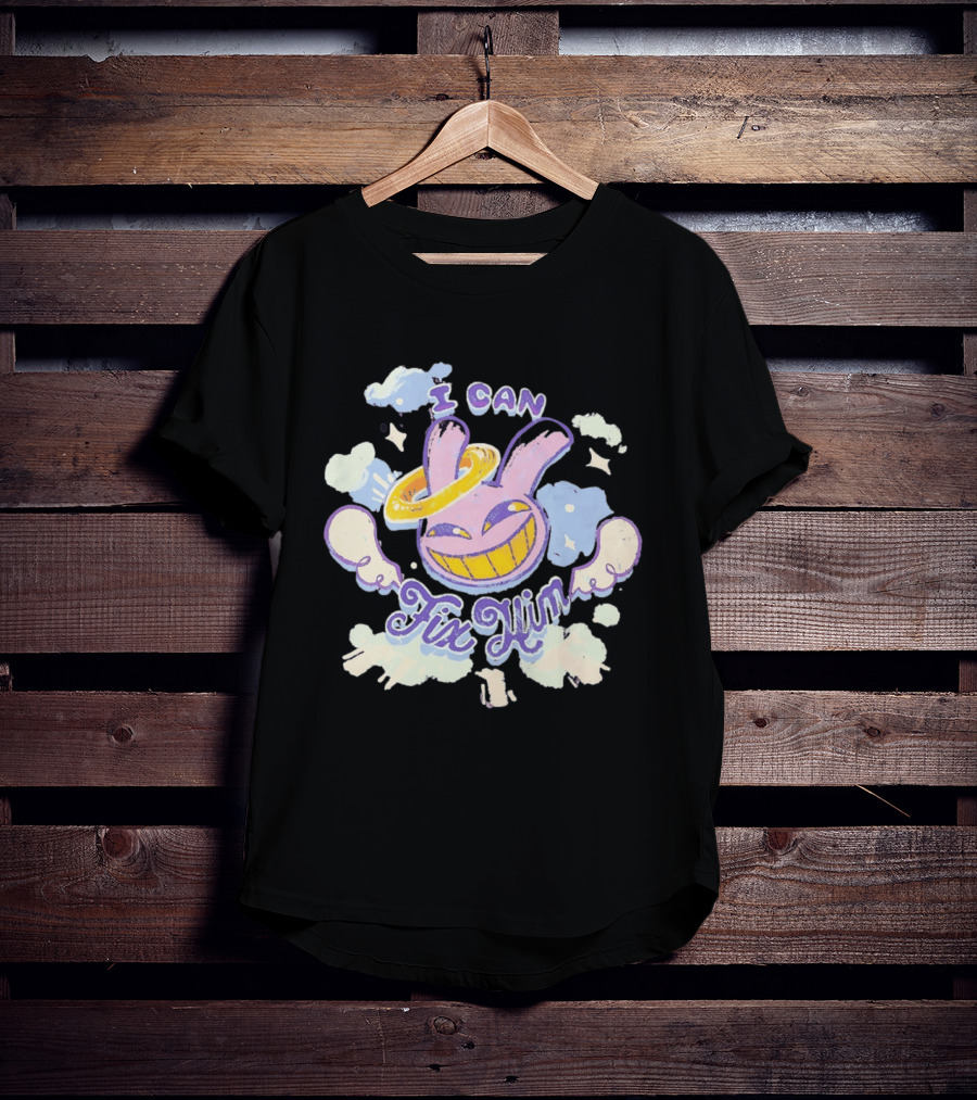 I Can Fix Him Creepy Purple Rabbit Halo Wings T-Shirt
