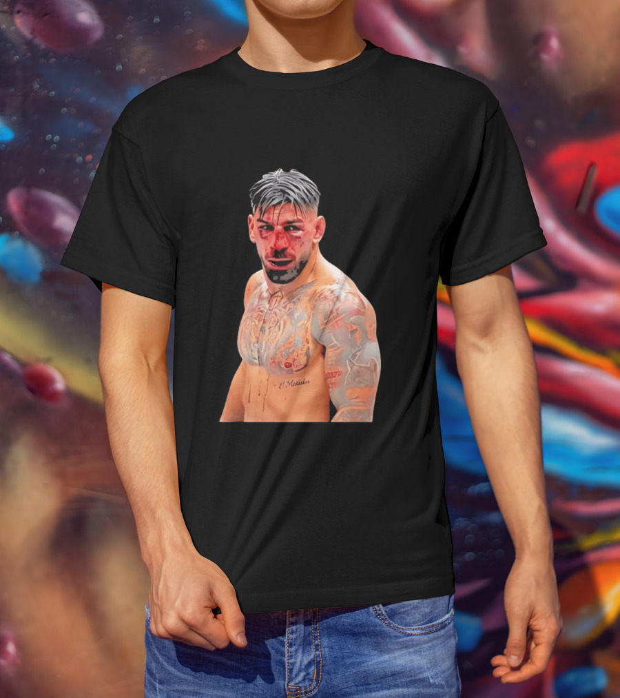 Ilia Topuria MMA Fighter Portrait Bleeding Face T-Shirt