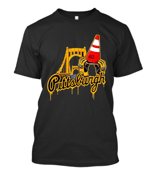 Pittsburgh 412 Construction Cone Bridge T-Shirt
