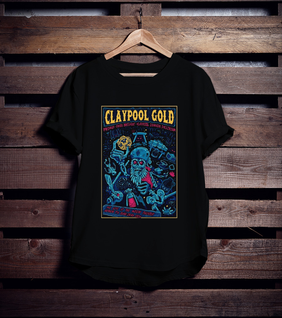 Claypool Gold Primus Frog Brigade Lennon Delirium Live Austin TX June 23 2026 T-Shirt