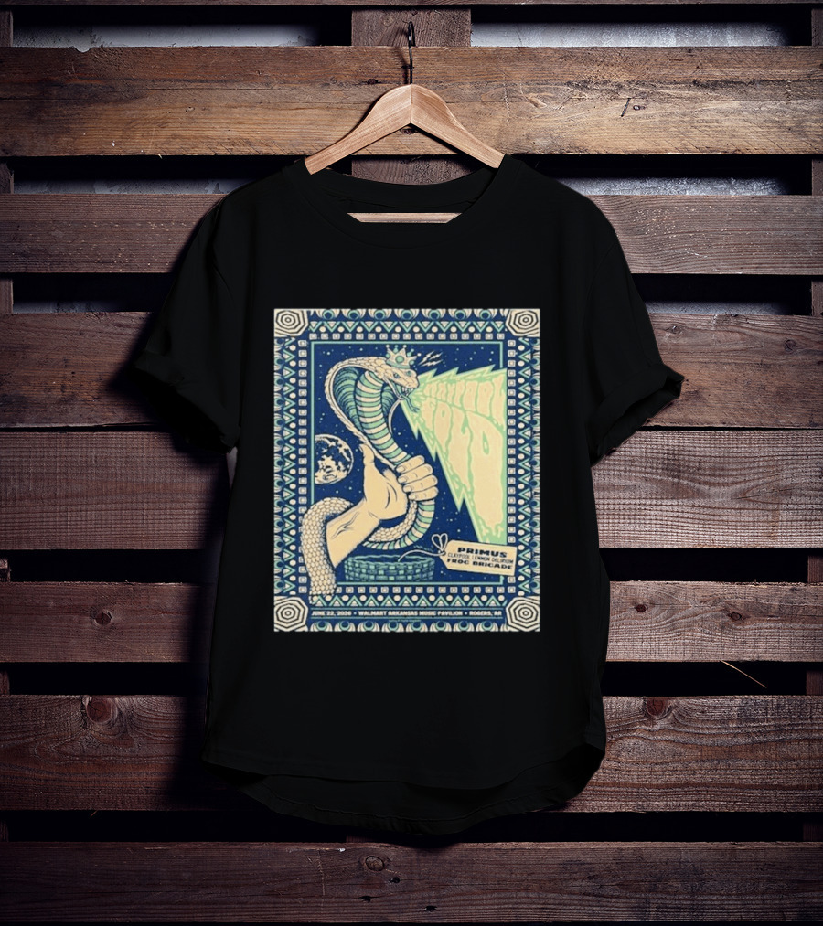 Primus Claypool Lennon Delirium Frog Brigade Tour June 22 2026 Walmart Arkansas Music Pavilion Rogers Cobra Hand T-Shirt