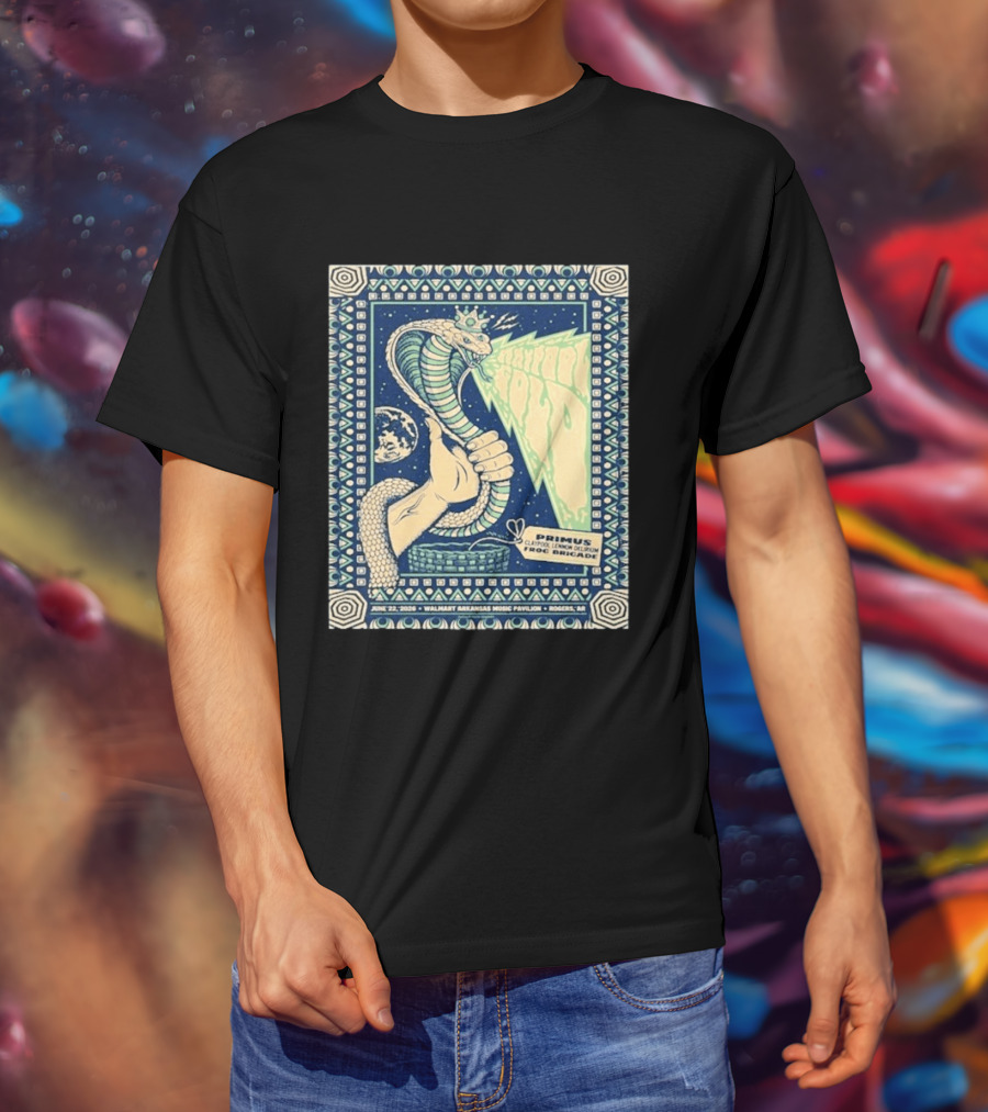 Primus Claypool Lennon Delirium Frog Brigade Tour June 22 2026 Walmart Arkansas Music Pavilion Rogers Cobra Hand T-Shirt