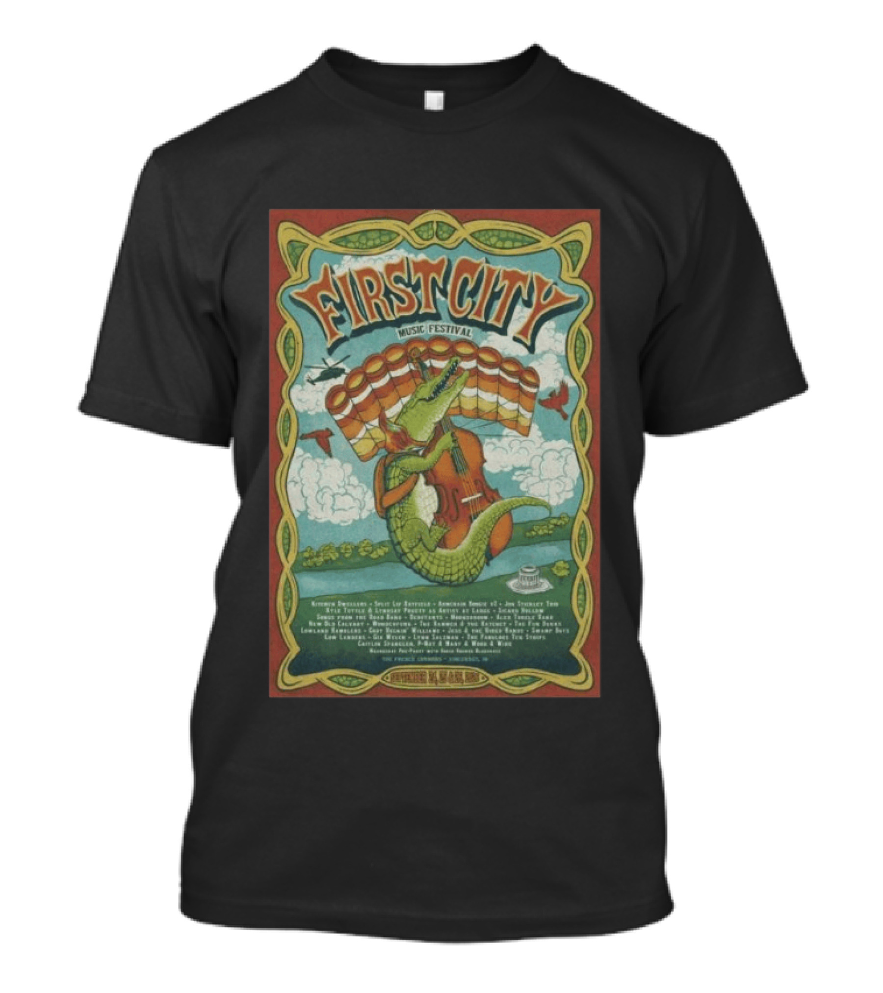 September 24th 26th 2026 First City Music Festival Vincennes IN Crocodile Playing Banjo T-Shirt
