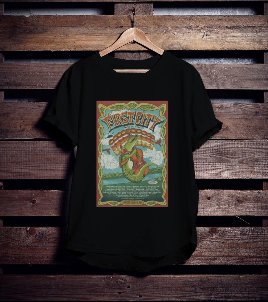 September 24th 26th 2026 First City Music Festival Vincennes IN Crocodile Playing Banjo T-Shirt