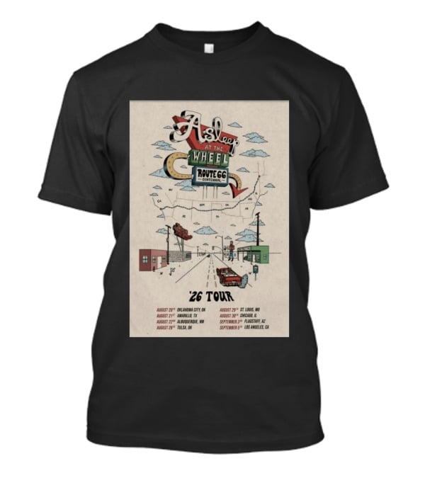 Asleep At The Wheel Route 66 Centennial Tour '26 Oklahoma City Amarillo Albuquerque Tulsa St. Louis Chicago Flagstaff Los Angeles T-Shirt