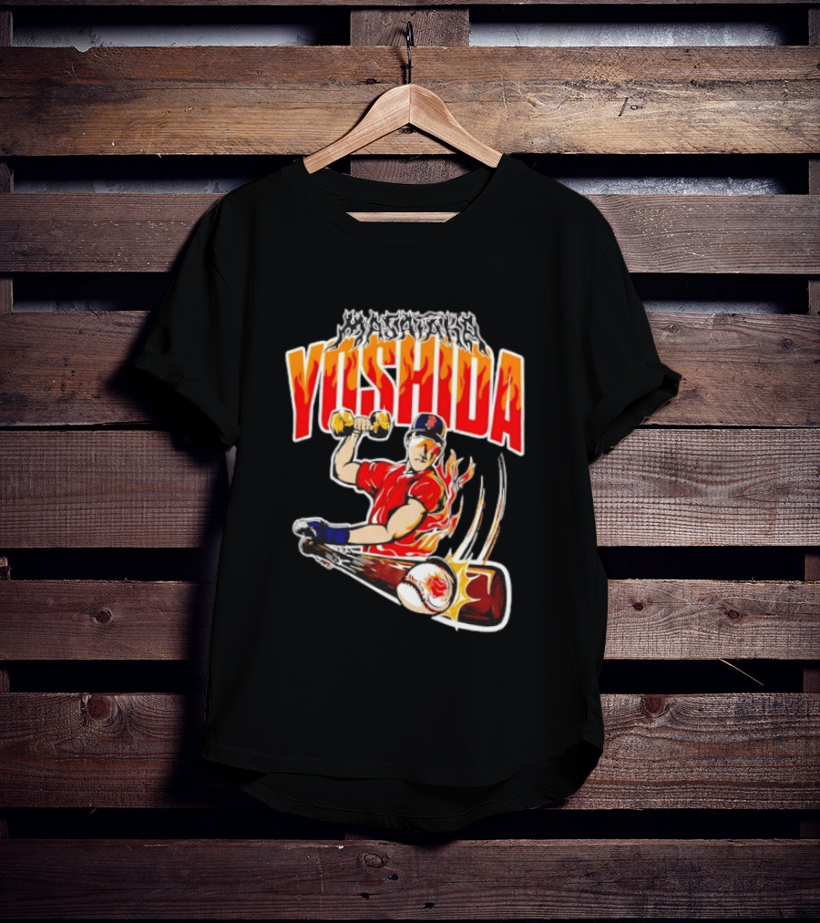 Masataka Yoshida Boston Red Sox MLB Flame Baseball T-Shirt